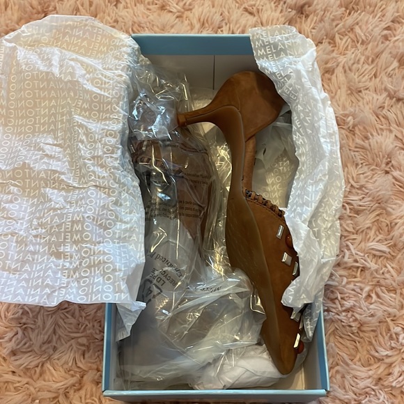 Antonio Melani Vivica Brown Bead Studded Suede Heels - Picture 8 of 8